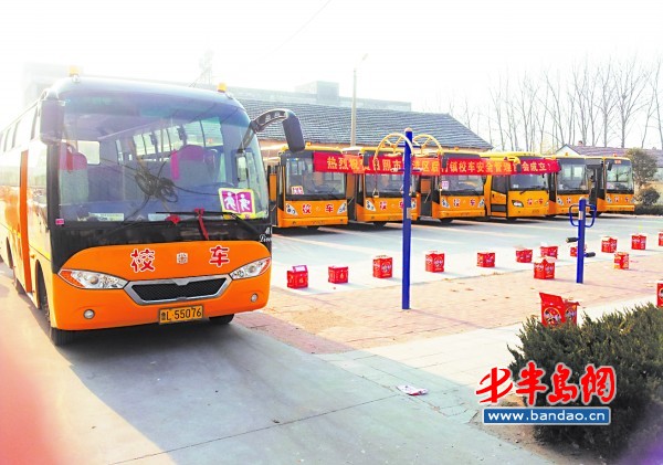 11輛嶄新校車等候上路。